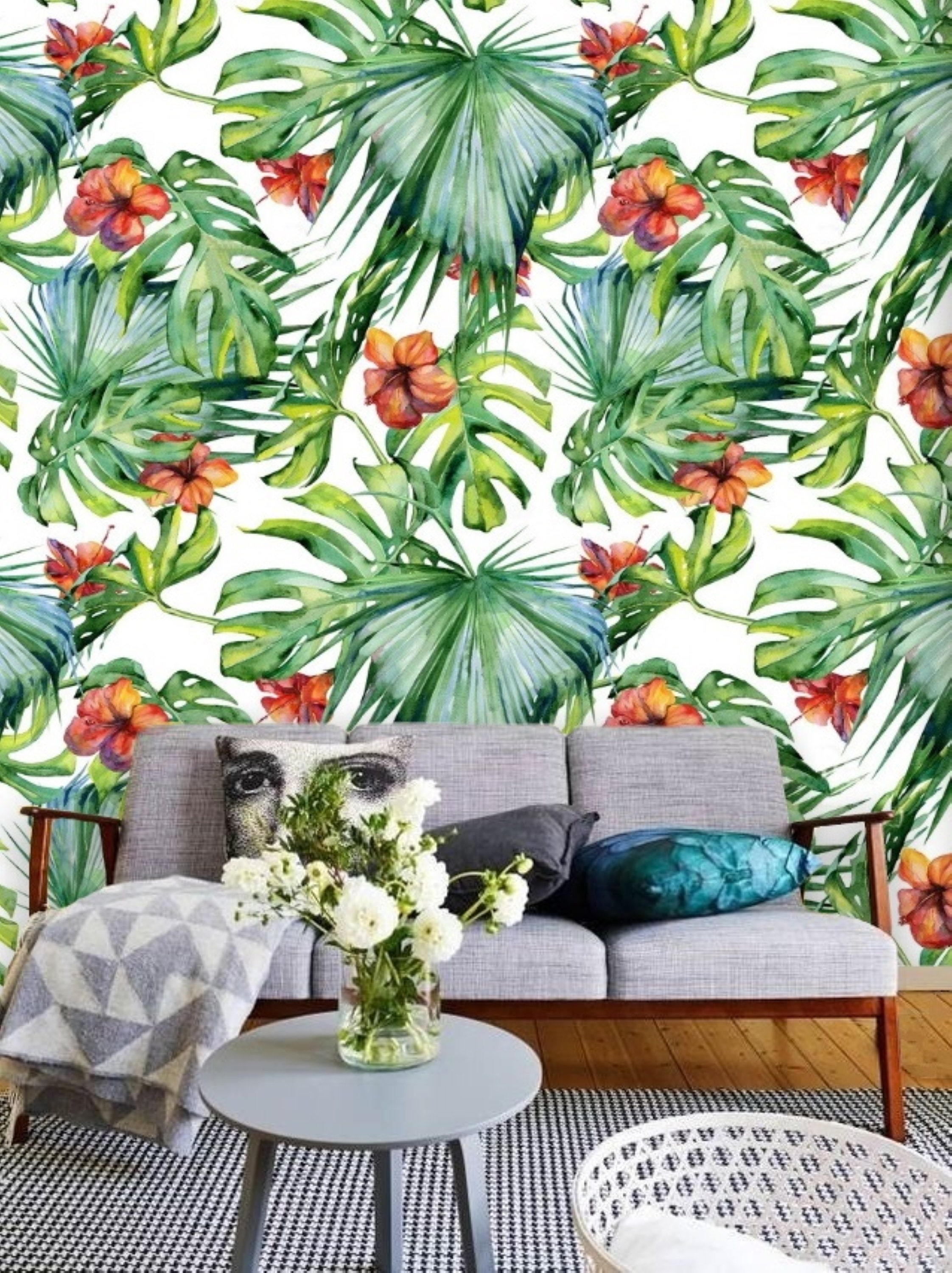 Palm Leaf Wallpaper Wall Mural Removable Wallpaper Peel & Etsy