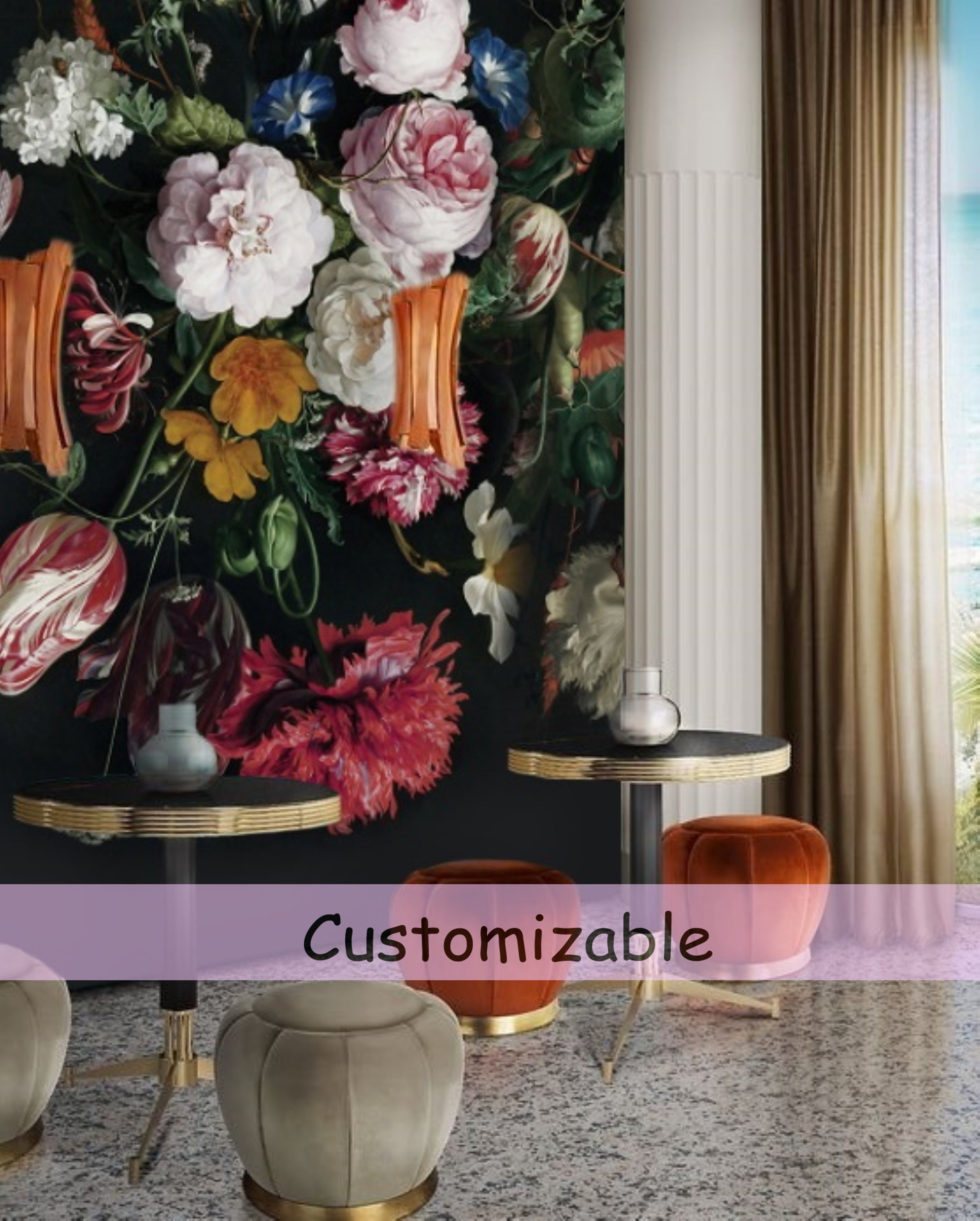 Dutch Dark Floral Wallpaper Peel & Stick Wall Mural Remove - Etsy Israel
