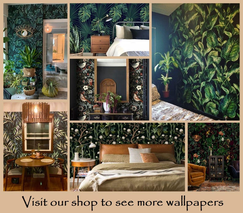 Olive Branch Wallpaper Dark Green, Removable Peel and Stick Prepasted, Vintage Farmhouse Decor, Natural Leaf Wallpaper for Dining Room image 11