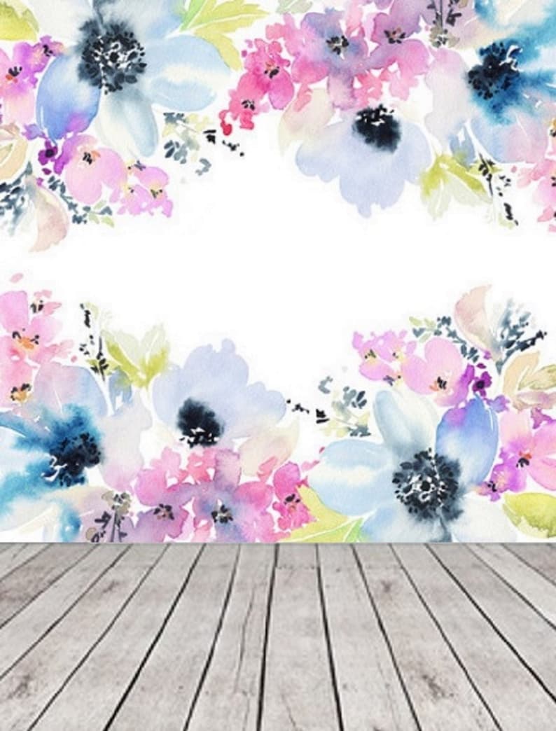 Blue Floral Wallpaper Mural Floral Wall Decal Nursery Etsy