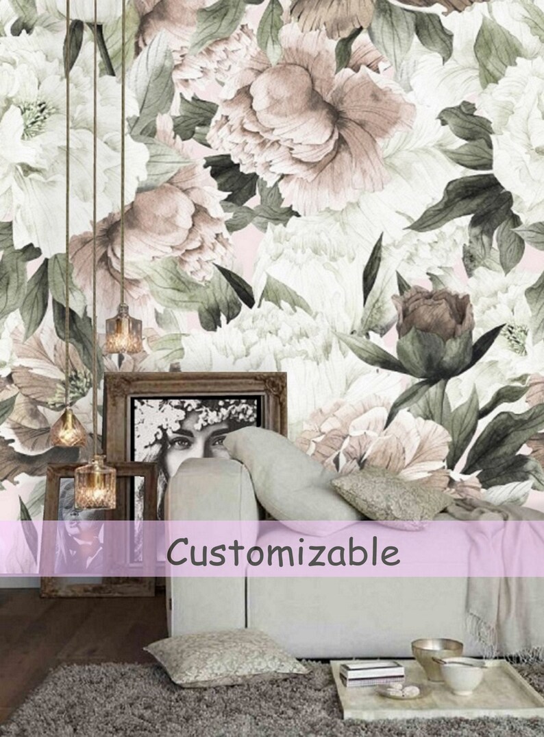 Peel and Stick Wallpaper Floral Large Floral Wallpaper Etsy