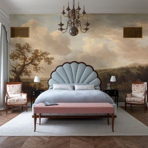 Earth Tone Vintage River Landscape Oil Painting Wallpaper Mural Removable Peel and Stick on Etsy