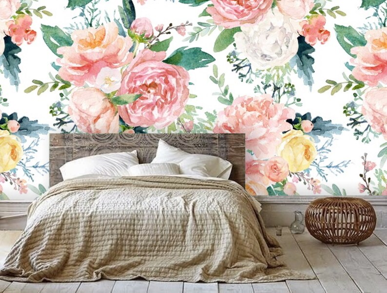 Peel and Stick Wall Mural Floral Wallpaper Mural Removable - Etsy