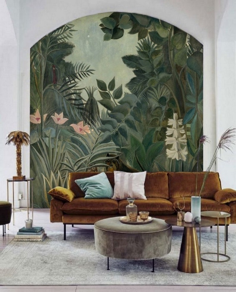 Peel and Stick Wallpaper Leaves Jungle Wallpaper Kids Etsy