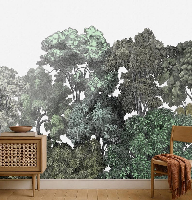 Green Bellewood Wallpaper Mural Peel and Stick on Etsy
