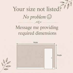 Custom wallpaper size guide showing how to measure wall width and height for a made-to-order wall mural. Contact us with your wall dimensions to create a custom-size wallpaper for a perfect wall fit.