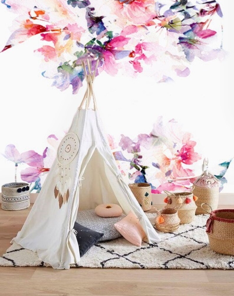 Baby Girl Floral Nursery Wallpaper Peel and Stick Floral Etsy