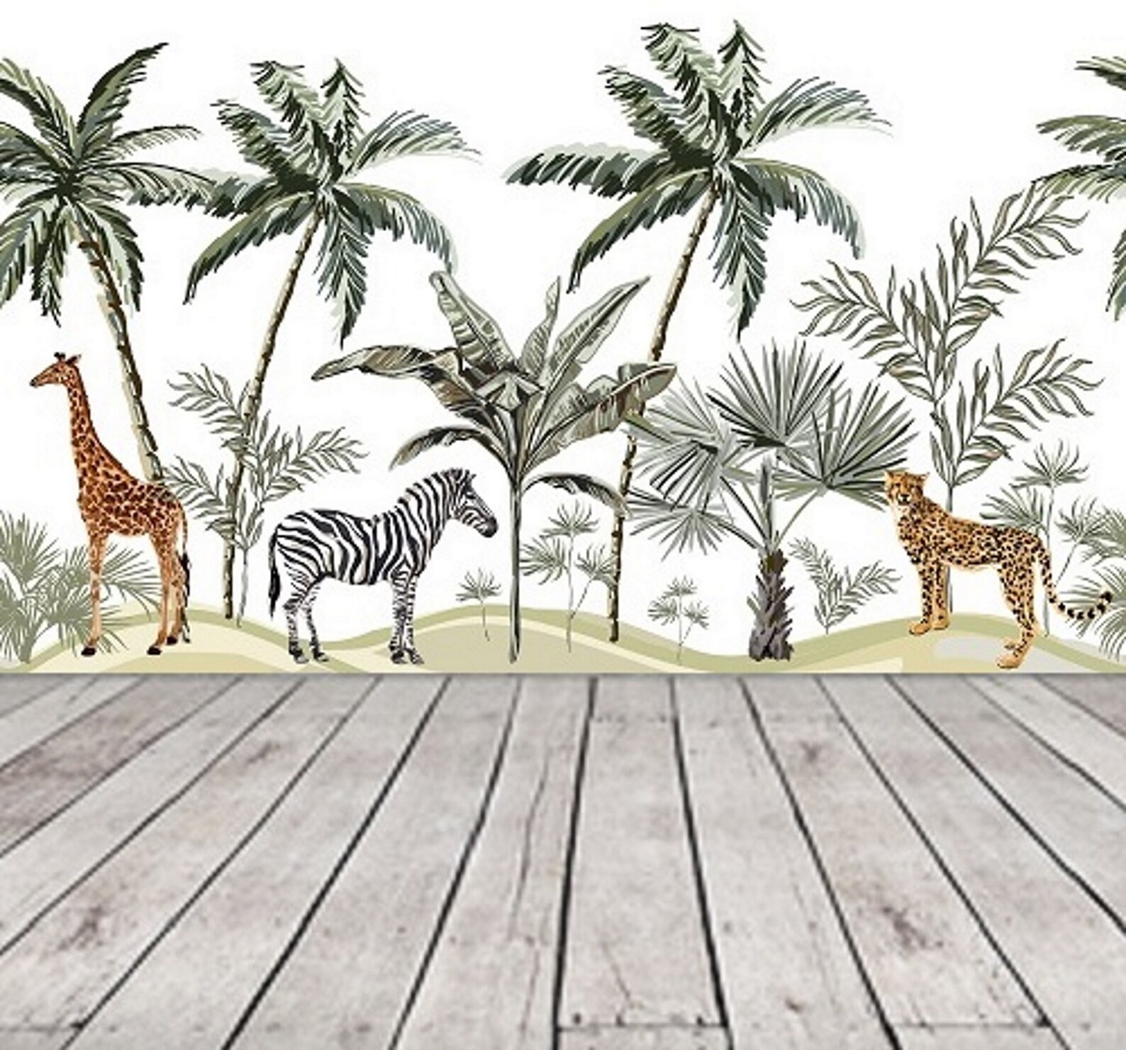 Safari Animal Nursery Wallpaper Boy Kid Wallpaper Removable Etsy