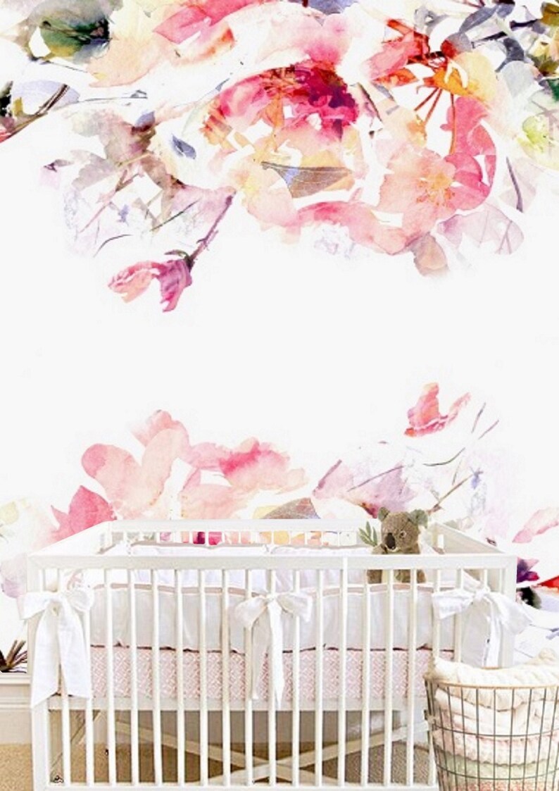 Peel and Stick Floral Wallpaper Nursery Girl Wall Decor Etsy