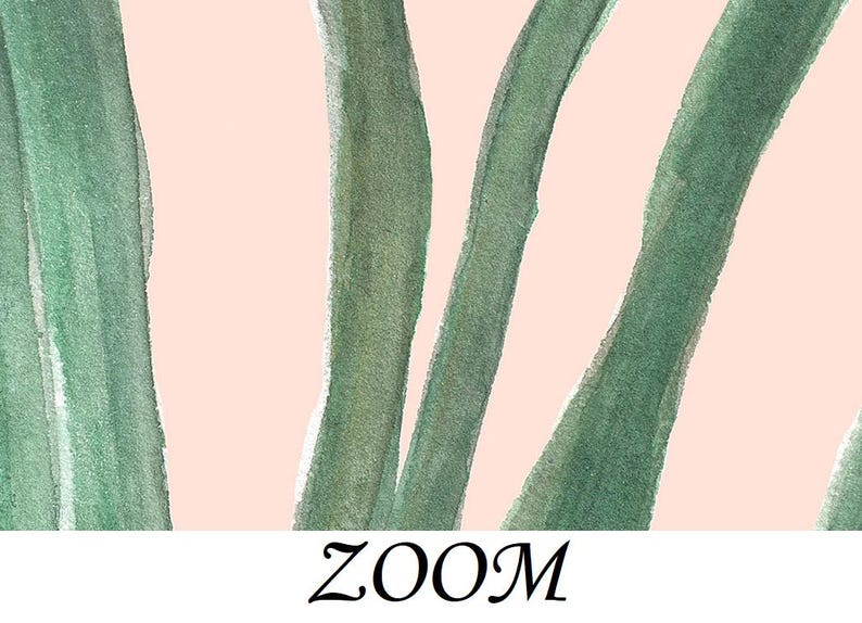 Peut inclure: Peinture &agrave; l'aquarelle avec des coups de pinceau verts verticaux sur un fond rose clair. Le mot "ZOOM" est &eacute;crit en script noir en bas. L'&oelig;uvre a une esth&eacute;tique minimaliste.