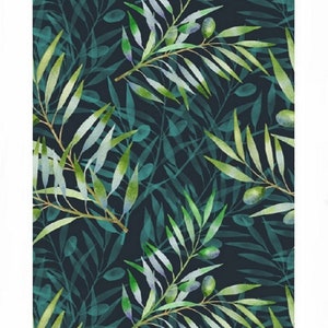 Dark Blue Navy Green Olive Branch Watercolor Wallpaper Nature Inspired Removable Peel and Stick Wallpaper on Etsy