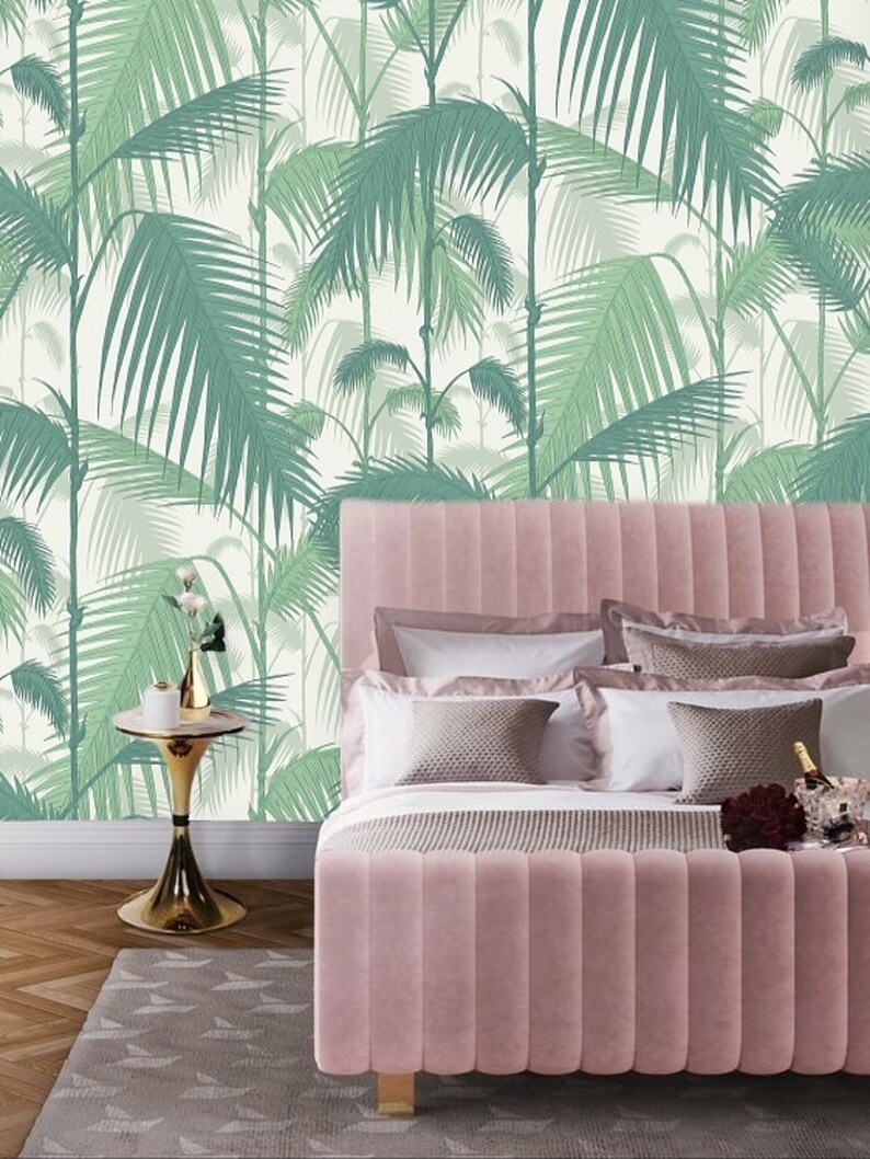 Green Palm Leaf Wallpaper Peel and Stick Jungle Tropical Etsy