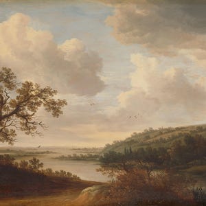 Earth Tone Vintage River Landscape Oil Painting Wallpaper Mural Removable Peel and Stick on Etsy