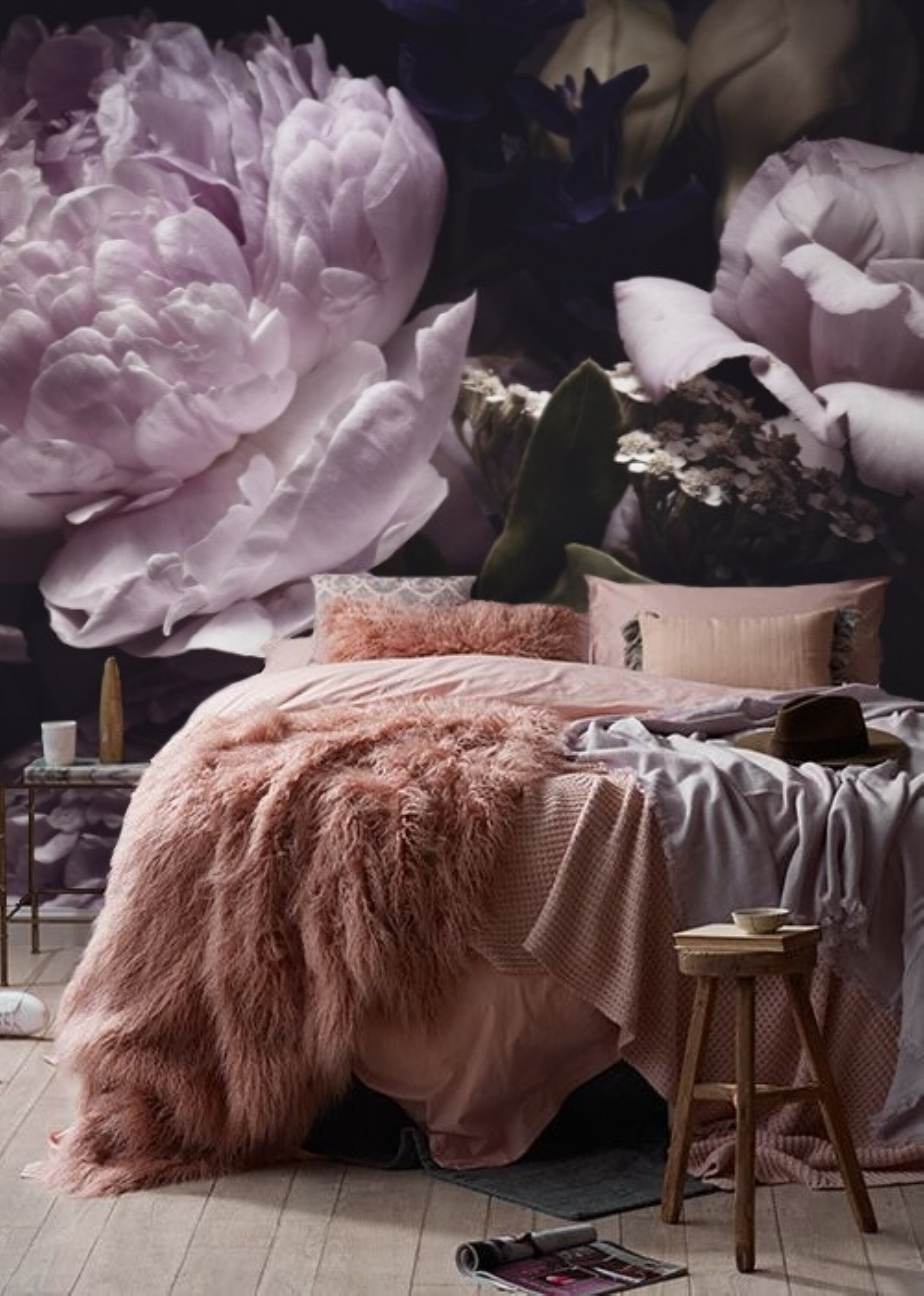 Large Purple Peony Wallpaper Mural, Peel and Stick or Traditional, Dark ...