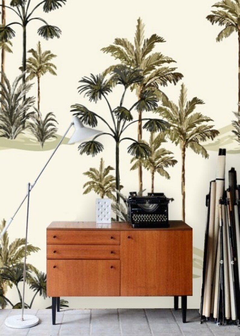 Tropical Palm Tree Wall Mural Wallpaper Peel and Stick Etsy