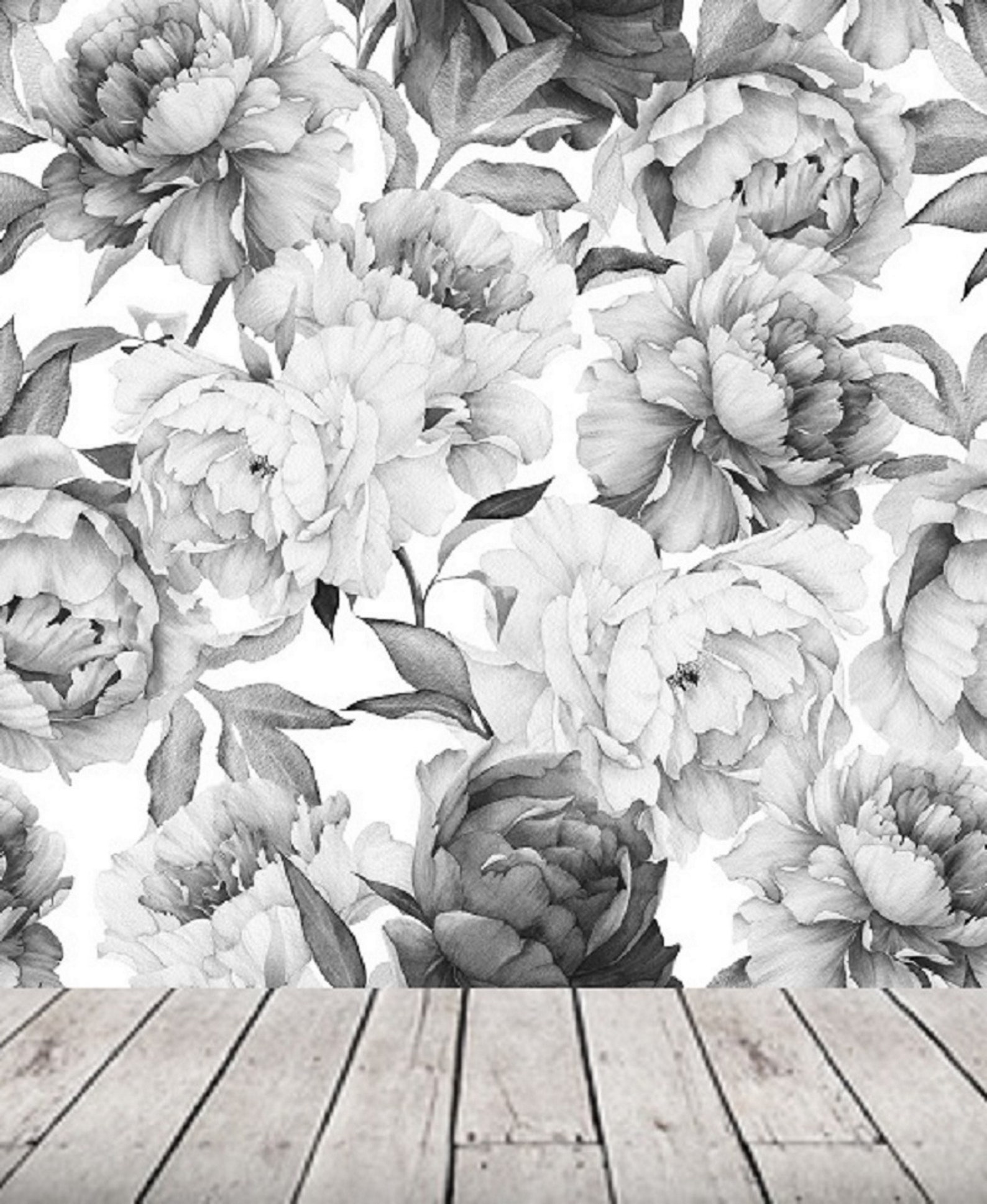 Giant Peony Wallpaper Black and White Flower Peony Peel and - Etsy