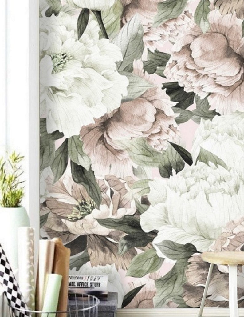 Peel and Stick Wallpaper Floral Large Floral Wallpaper Etsy