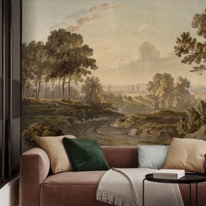 retro antique oil painting landscape mural wallpaper peel and stick modern living room decor gift for new home