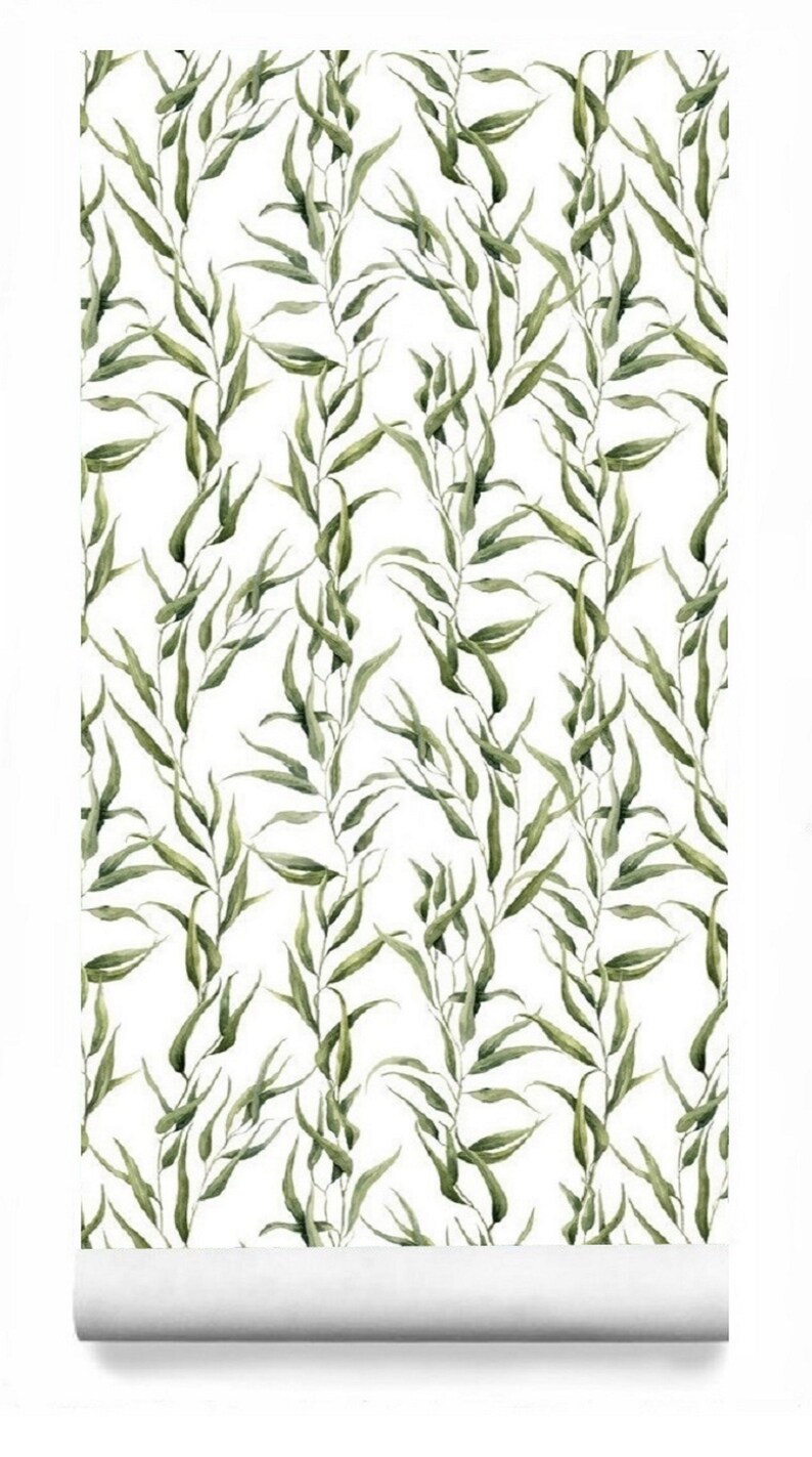Watercolor Wallpaper Self Adhesive Wallpaper Peel /& Stick Mural Plants Wallpaper Wall Mural Removable Peel and Stick Wall Paper Green #36