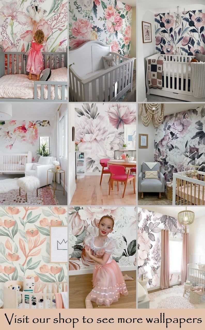 Dusty Pink and White Peony Wall Mural, Removable Peel and Stick Prepasted, French Chic Decor, Delicate Floral Wallpaper for Rustic Bedroom image 13