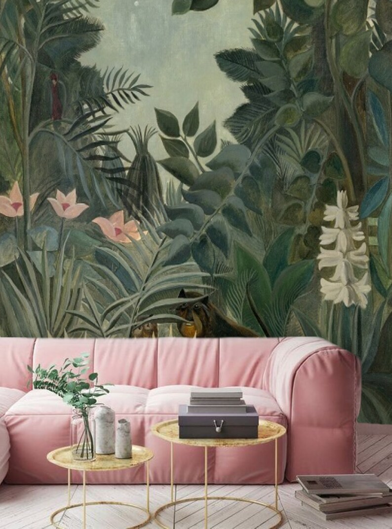 Peel and Stick Wallpaper Leaves Jungle Wallpaper Kids Etsy