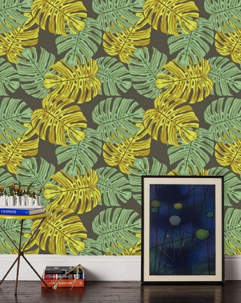 Monstera Leaf Wallpaper Mural Removable Peel & Stick Green | Etsy