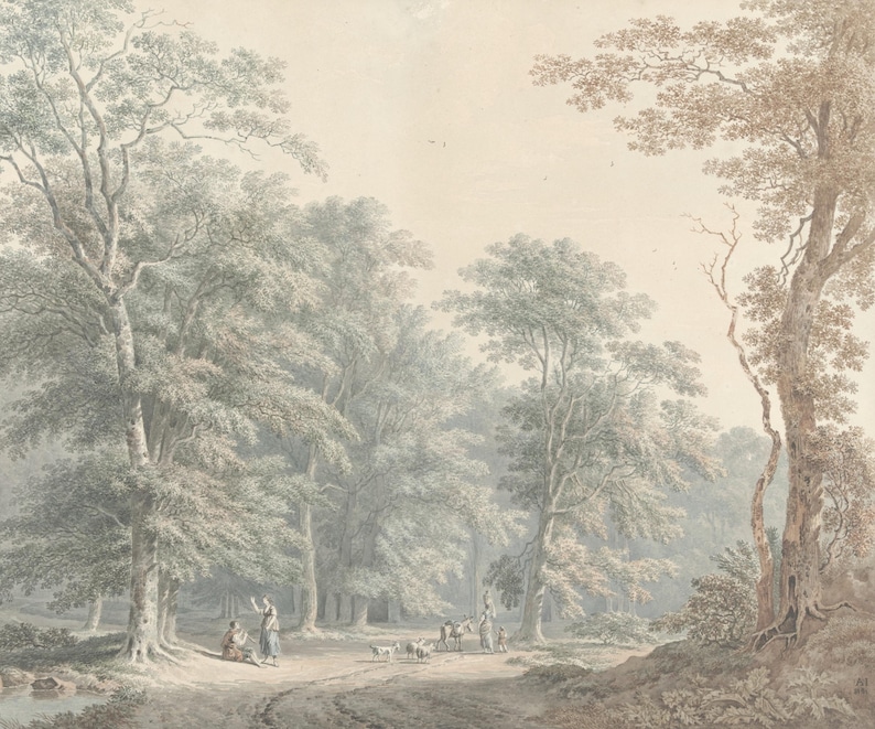 Vintage Forest Scenery Muted Faded Peel and Stick Wall Mural on Etsy