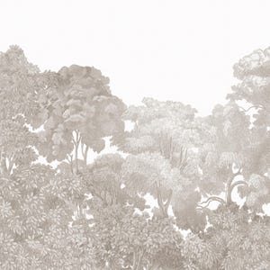 Grey Beige Neutral Tree Rain Forest Wallpaper Mural Peel and Stick on Etsy