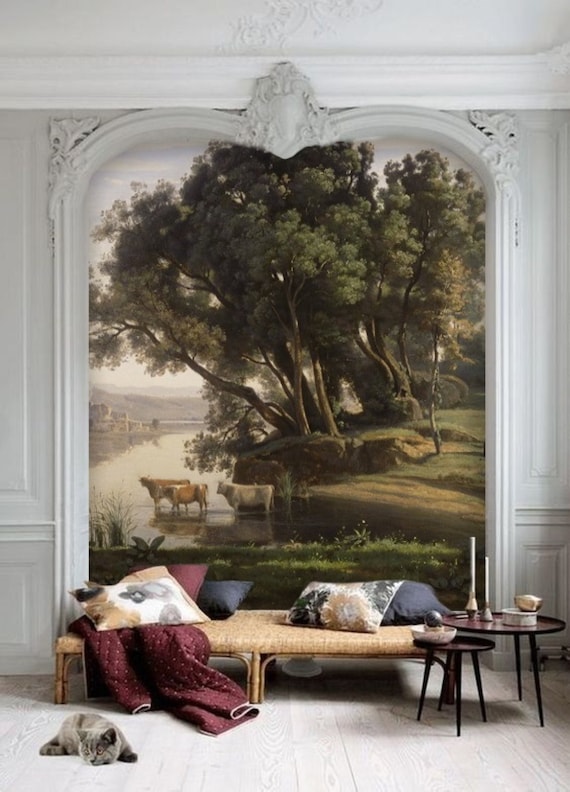 Buy Vintage Landscape Wall Mural Vintage Wallpaper Handpainted Online in  India  Etsy