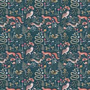 Green Red Dark Whimsical Cottagecore Nursery Wallpaper Midnight Blue Teal Background Removable Peel and Stick Wallpaper on Etsy