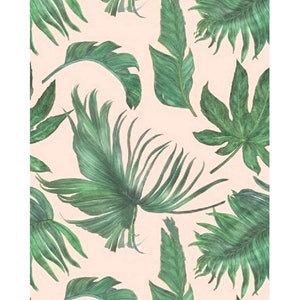 Peel and Stick Banana Leaf Green and Pink Tropical Wallpaper on Etsy