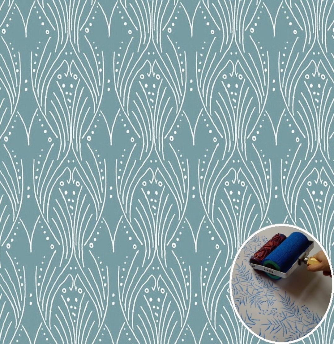 Set of Floral Patterned Paint Roller for Wall Decoration, Branch