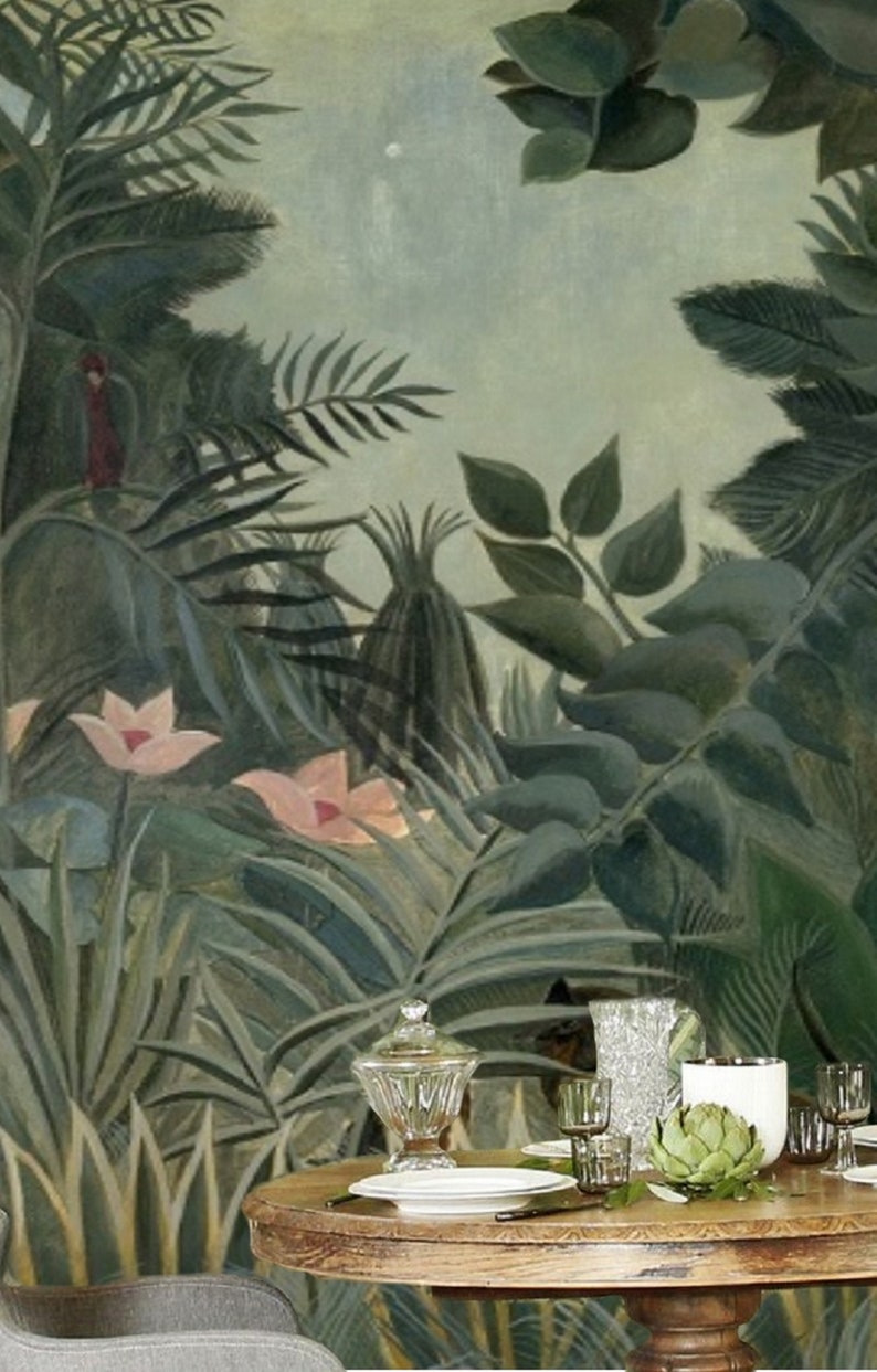 Peel and Stick Wallpaper Leaves Jungle Wallpaper Kids Etsy