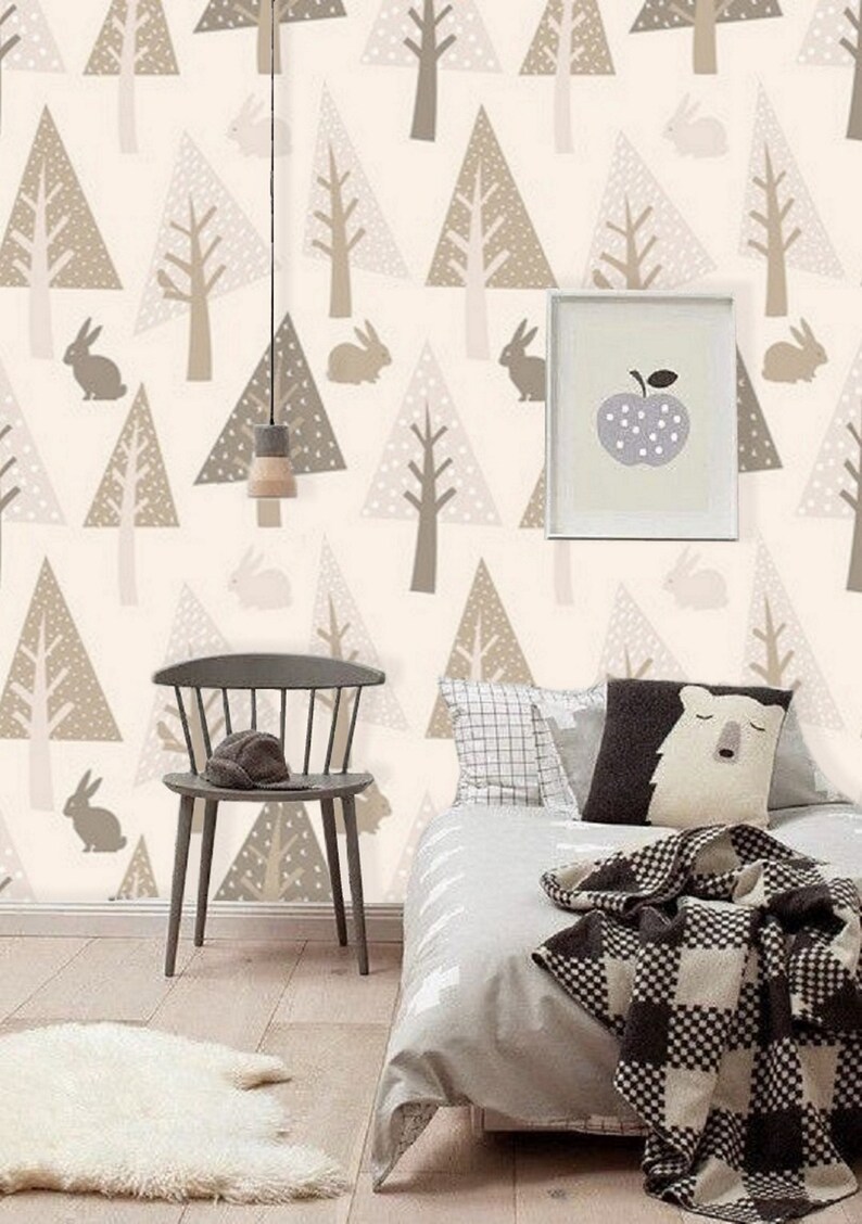 Woodlands Animals Wall Mural Removable Wallpaper Woodland Etsy