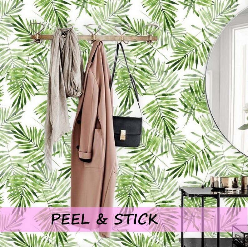 removable peel and stick self adhesive palm leaves wall mural wallpaper
