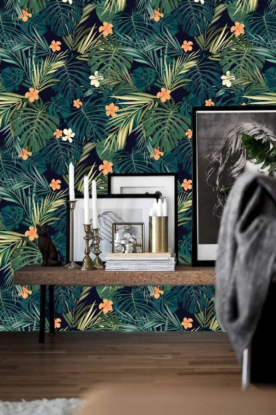 self adhesive wallpaper removable wallpaper tropical wall Etsy