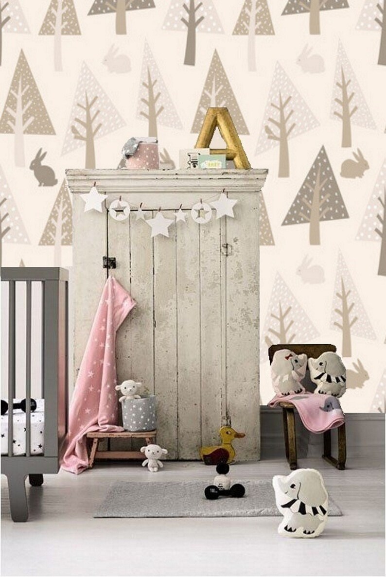 Woodlands Animals Wall Mural Removable Wallpaper Woodland Etsy