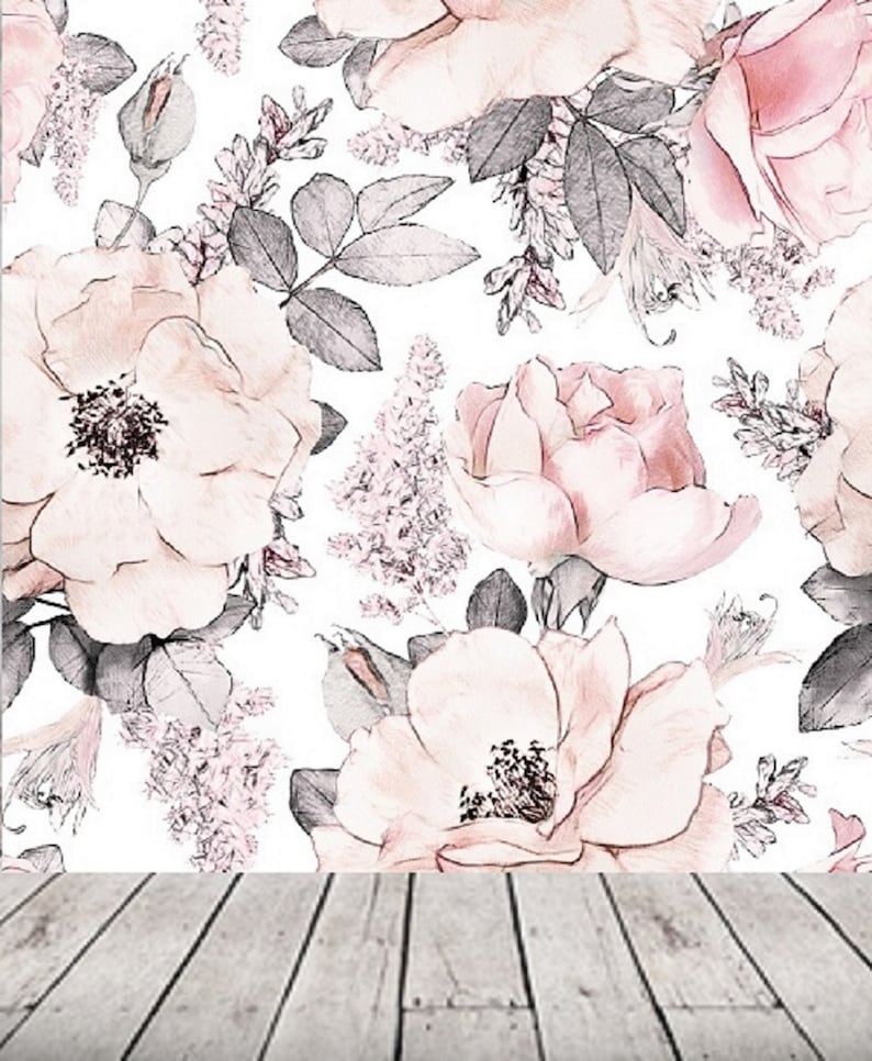 Blush Pink Flower Wallpaper Peel & Stick Mural Remove Floral - Etsy France