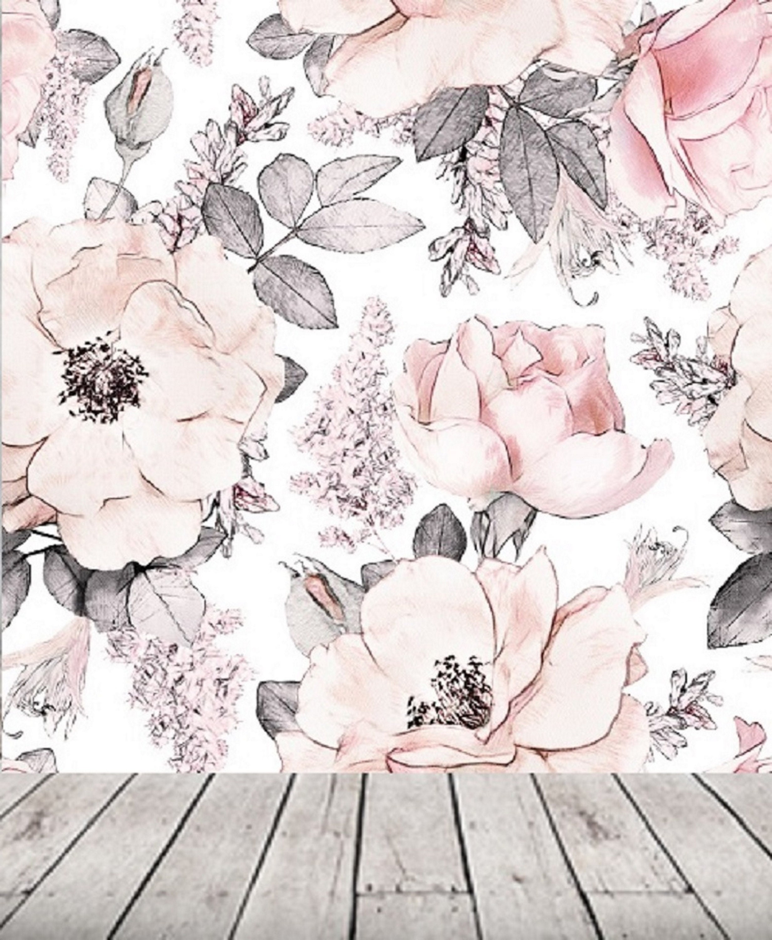 Blush Pink Flower Wallpaper Peel & Stick Mural Remove Floral Etsy