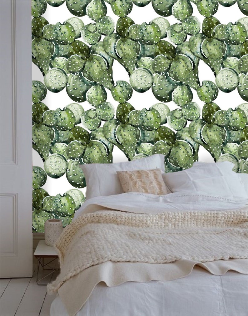 Cactus Wallpaper Mural Removable Peel & Stick Tropical | Etsy