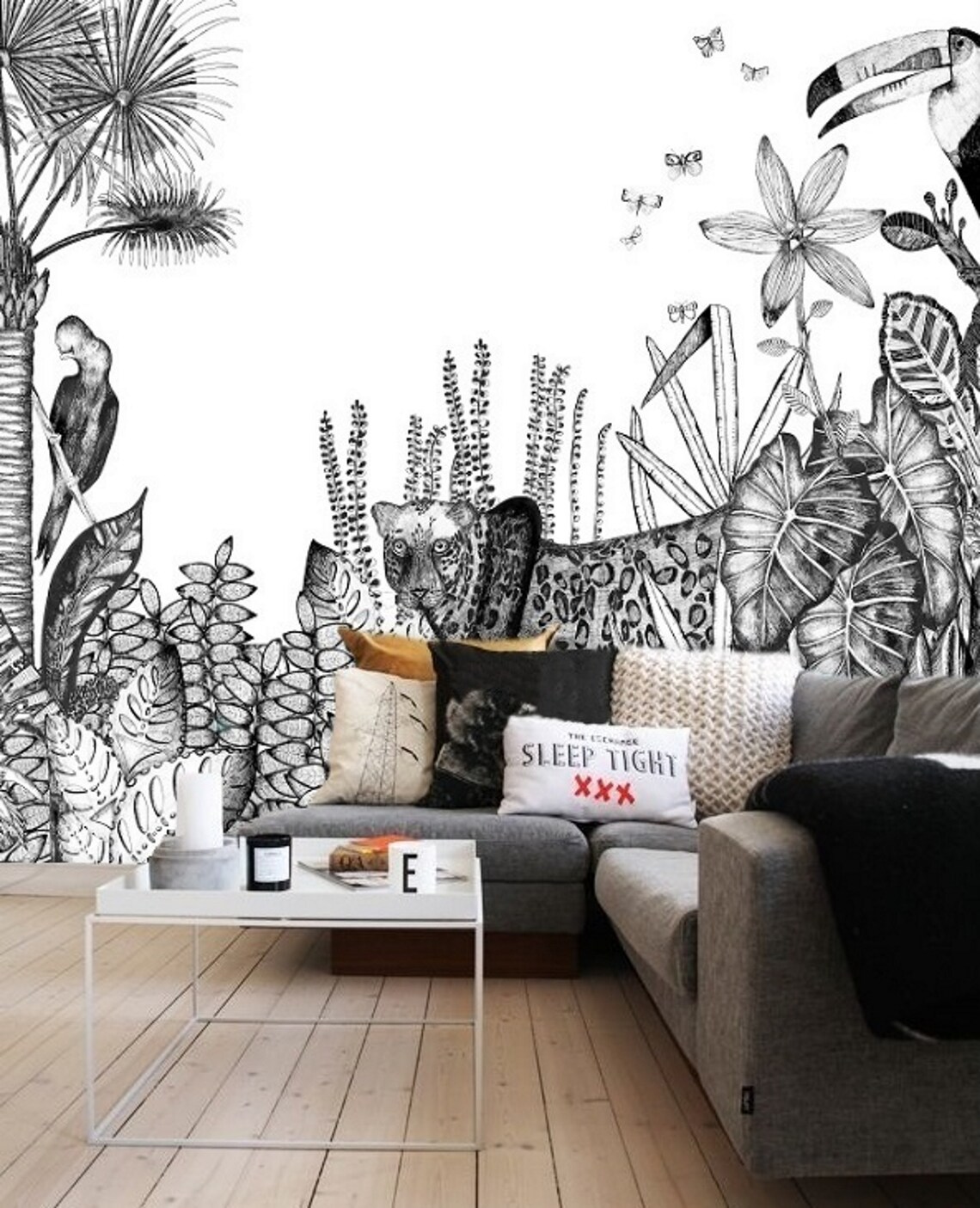 Black and White Wallpaper Peel and Stick Mural Removable Etsy