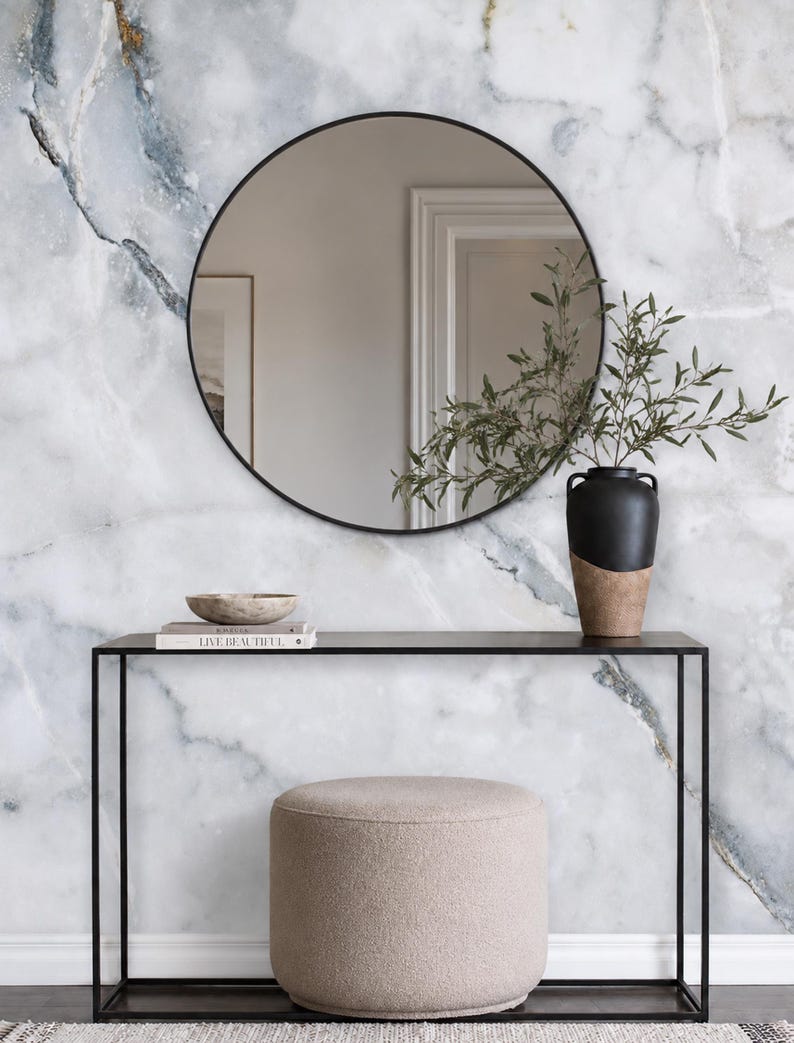 Light Blue Grey White Abstract Marble Look Wallpaper Mural Removable Peel and Stick on Etsy