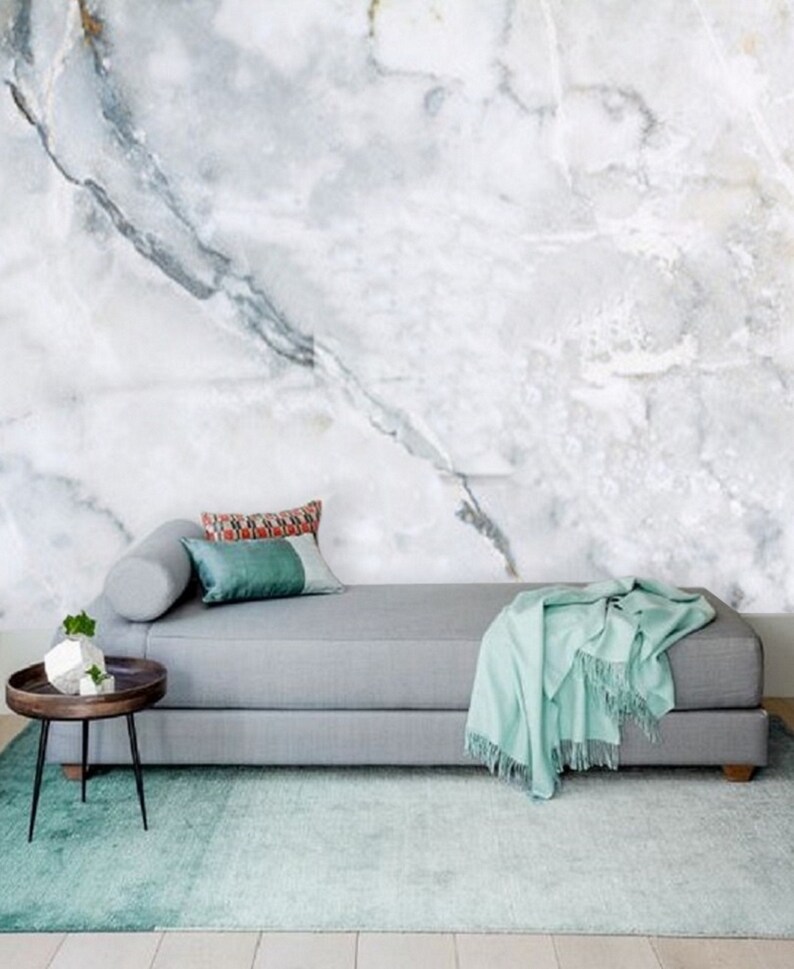 White Marble Wallpaper Removable Mural Self Adhesive Etsy
