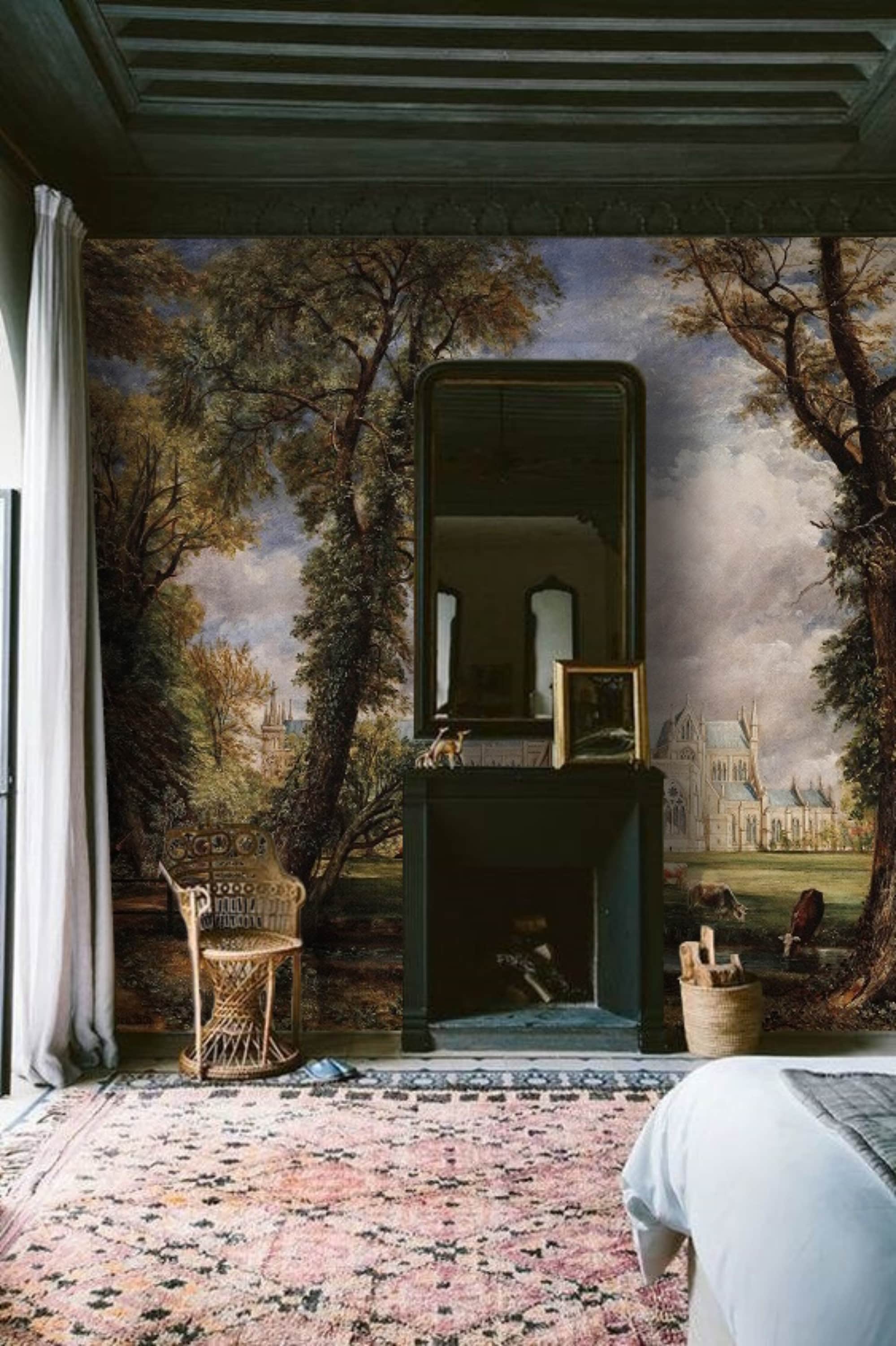 Mural de pared vintage de la catedral de Salisbury, extraíble,  autoadhesivo, decoración de pared escénica, papel tapiz con pintura de  paisaje inglés para estudio - Etsy México, image size:1999x3000