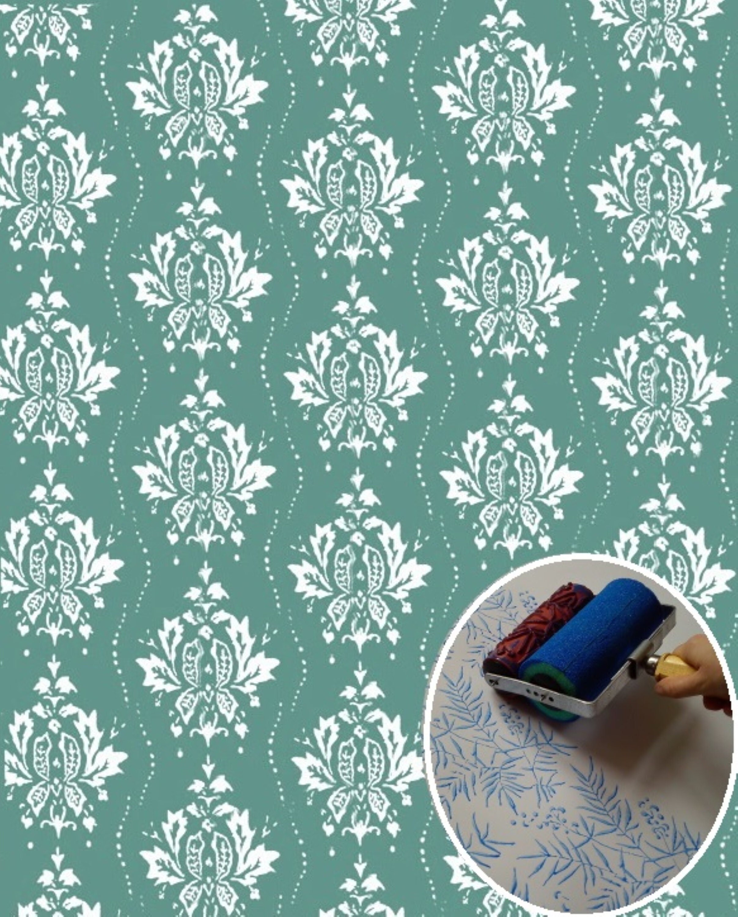 Set of Baroque Floral Patterned Paint Roller Flower Pattern Paint