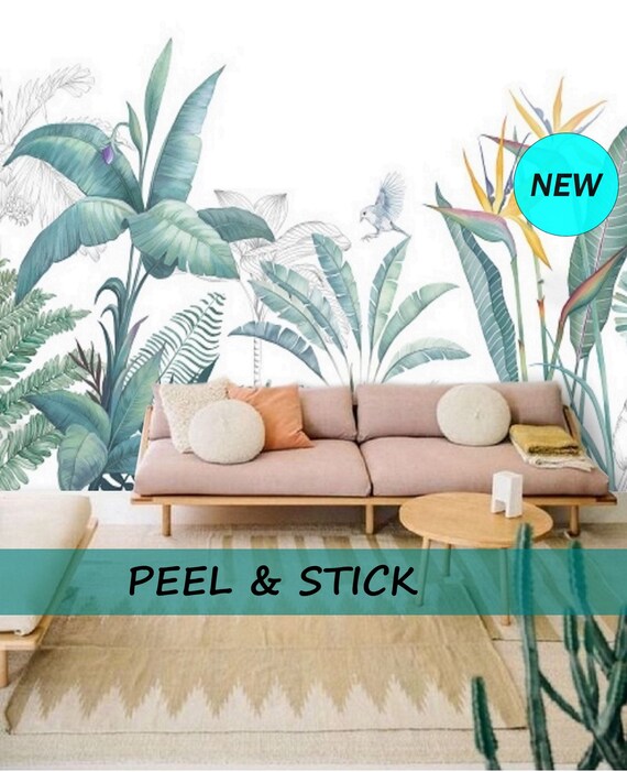 Peel 'n Stick Wall Paper Jungle Mural Removable Wallpaper Etsy