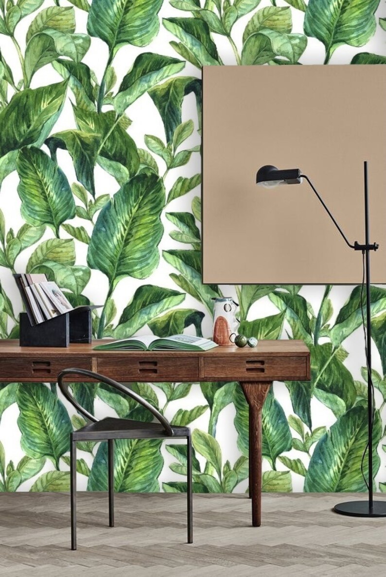 Peel ’n Stick Wall Paper Banana Leaf Wallpaper Wall Mural - Etsy UK