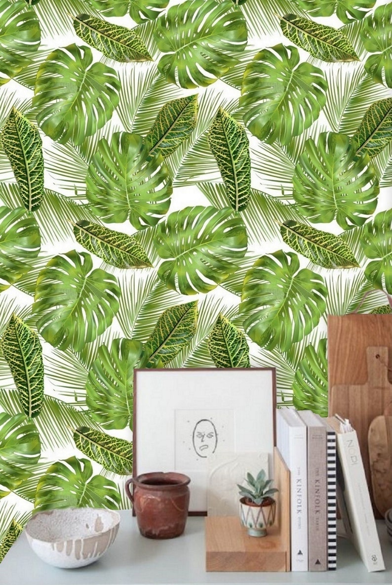 Peel and Stick Wall Paper Monstera Leaf Wallpaper Wall Mural | Etsy