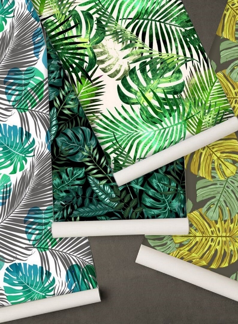 Peel and Stick Wall Paper Dark Leaf Wallpaper Wall Mural Etsy