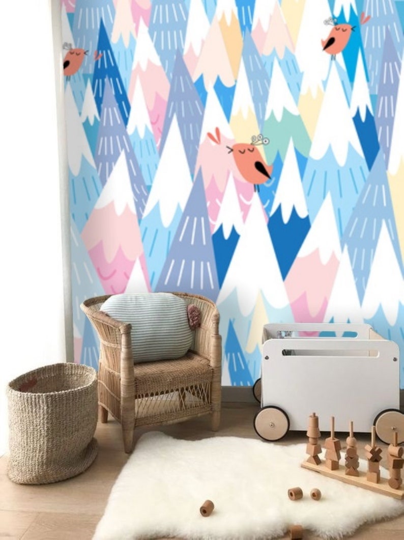 Baby Boy Nursery Wallpaper Peel & Stick Mountain Wallpaper Etsy UK